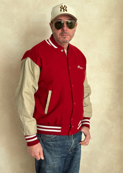 Size Med. Authentic Vintage Varsity Jacket – Wool & Leather Made in USA-AJ357 Studio-AJ357 Studio