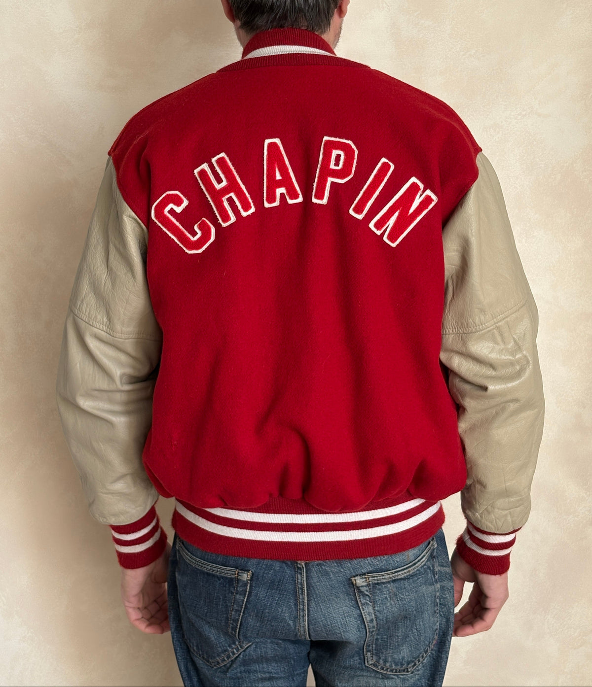 Size Med. Authentic Vintage Varsity Jacket – Wool & Leather Made in USA-AJ357 Studio