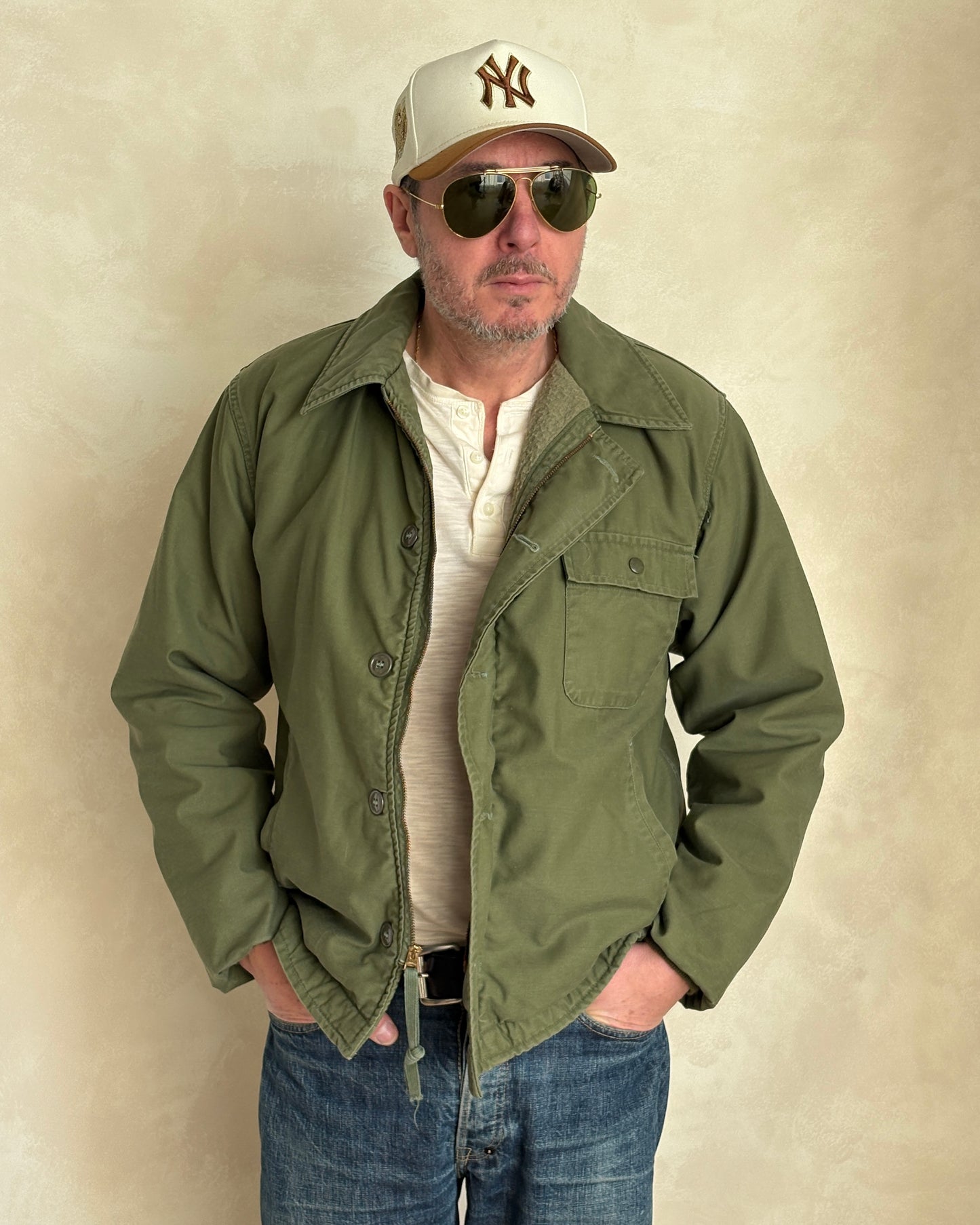 Size L. Vintage 1966 US Navy A-2 Deck Jacket . Military-AJ357 Studio-AJ357 Studio