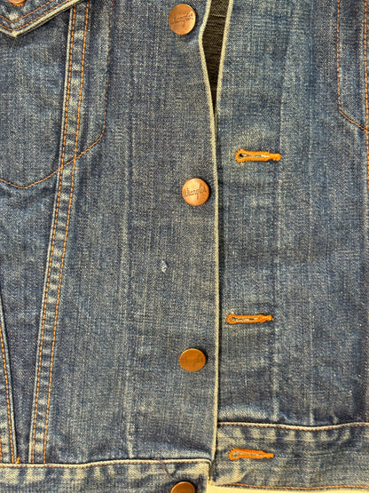Size 38US / 48EU. Original 70s Wrangler denim jacket with painted back – Made in the USA-AJ357 Studio
