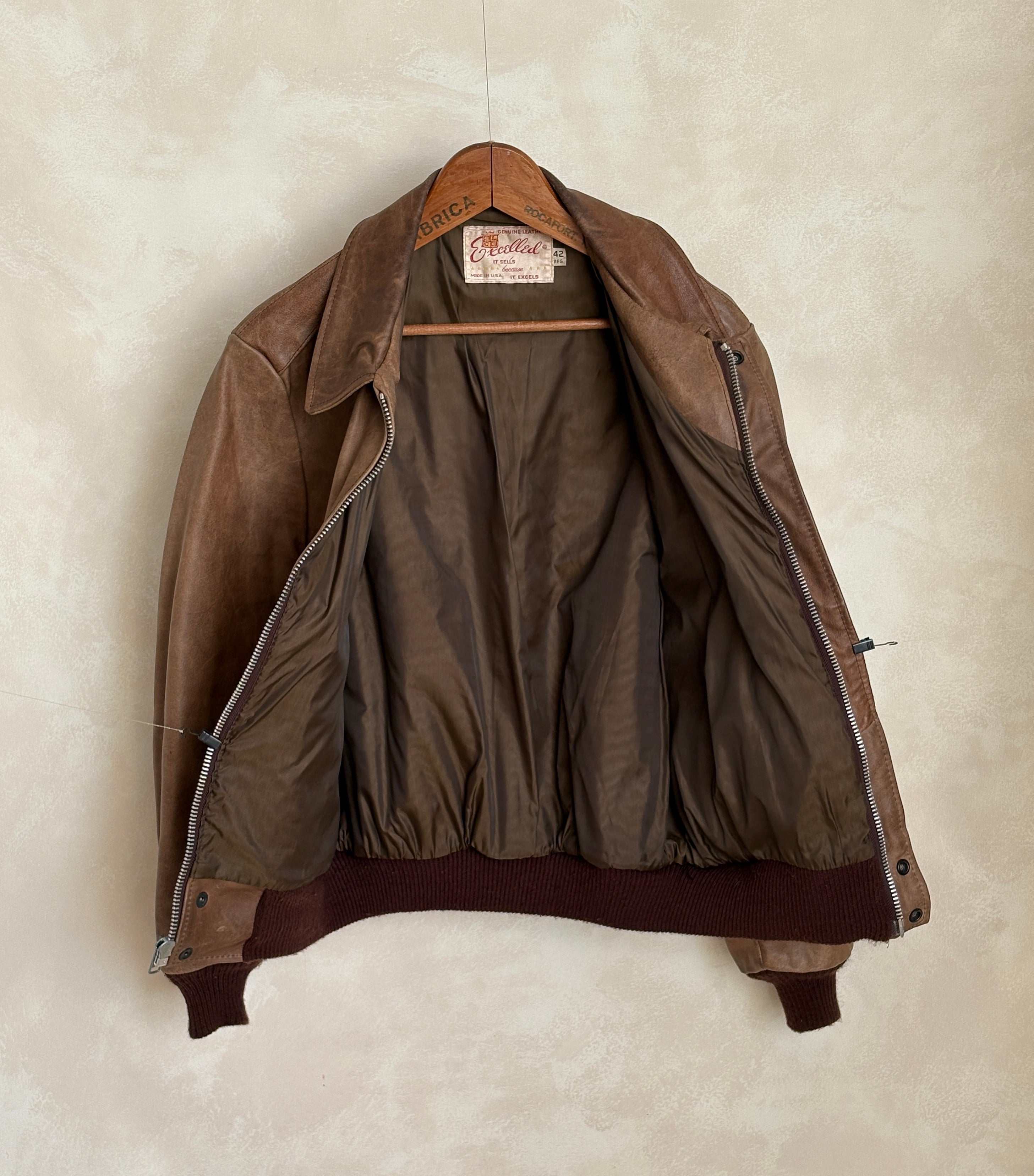 Vintage Excelled Leather Flight Jacket | Size 42US | USA – AJ357