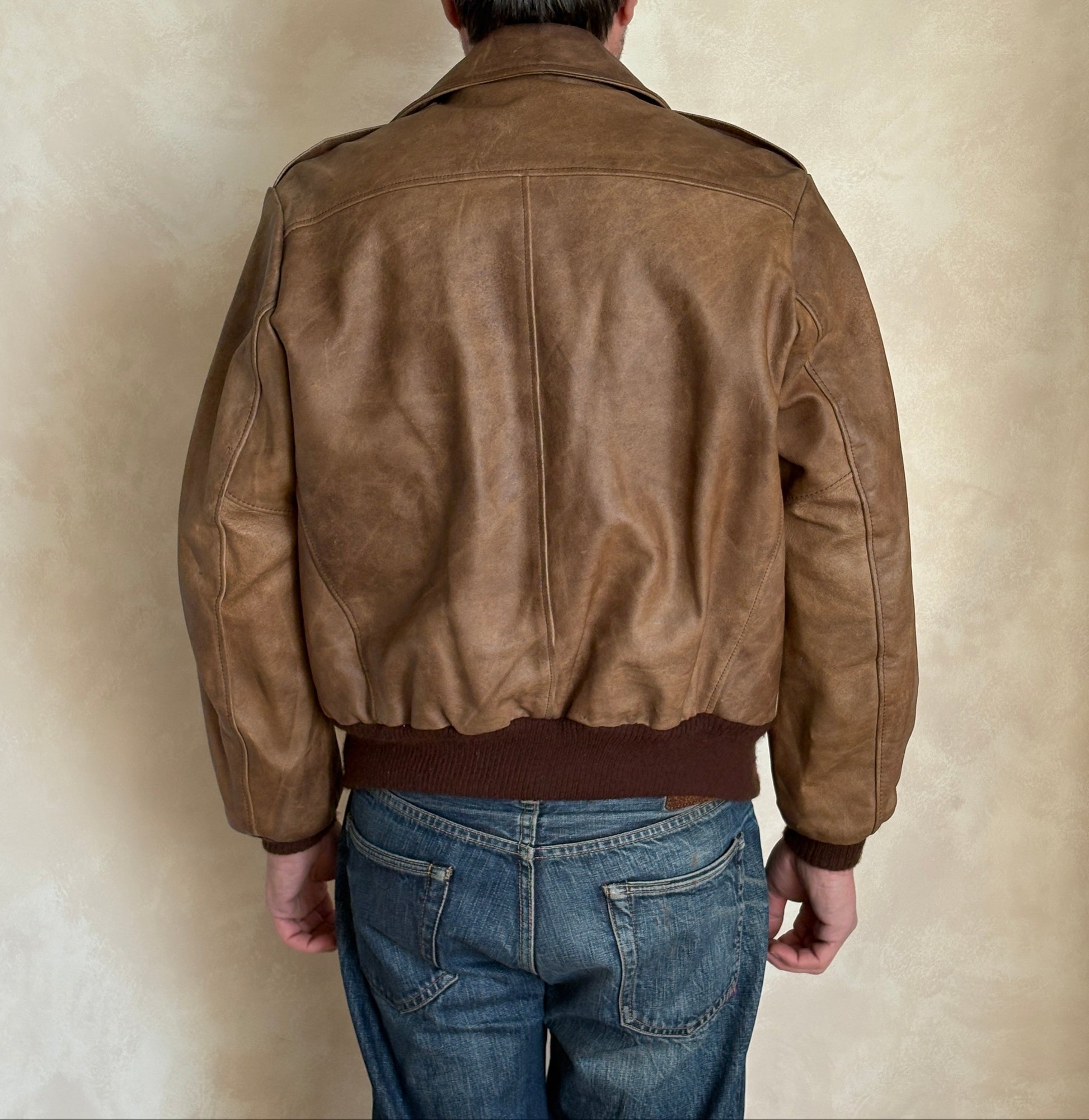 Size 42US / 52EU Vintage Excelled Leather Flight Jacket | Made in USA-AJ357 Studio-AJ357 Studio