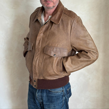 Size 42US / 52EU Vintage Excelled Leather Flight Jacket | Made in USA-AJ357 Studio-AJ357 Studio