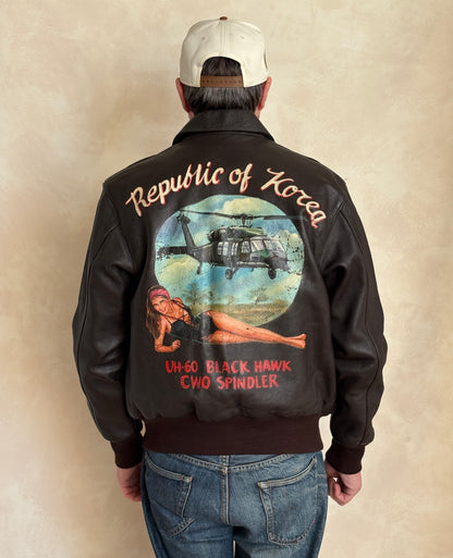 Size 42US / 52 EU Vintage Hand-Painted Republic of Korea Flight Jacket -AJ357 Studio-AJ357 Studio