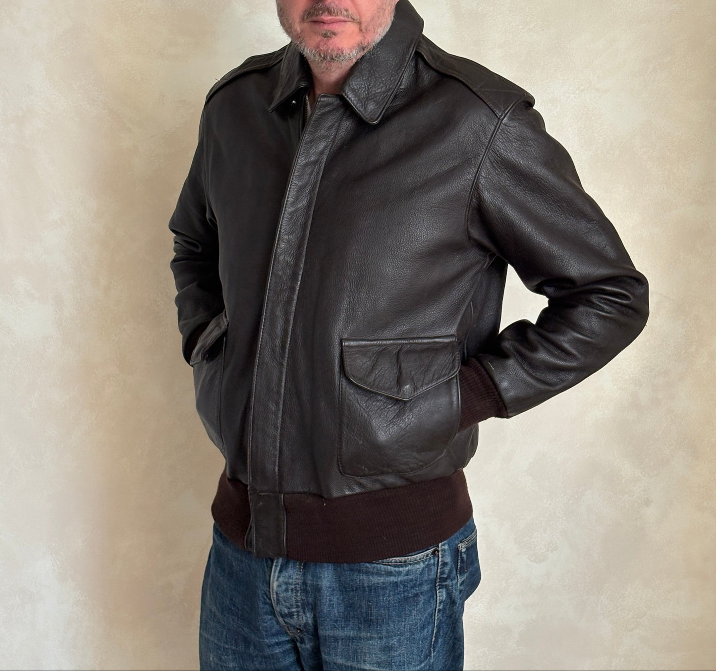Size 42US / 52 EU Vintage Hand-Painted Republic of Korea Flight Jacket -AJ357 Studio-AJ357 Studio