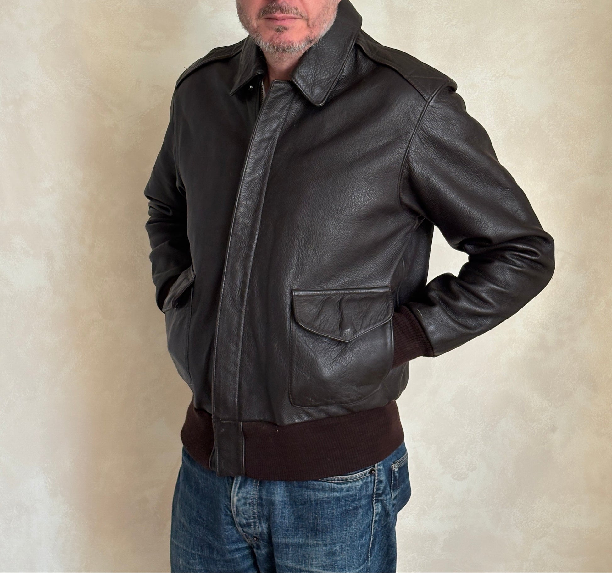 Size 42US / 52 EU Vintage Hand-Painted Republic of Korea Flight Jacket -AJ357 Studio-AJ357 Studio