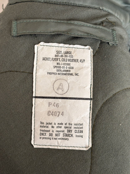 Authentic Vintage CWU-45/P Flight Jacket - 100% Aramid Fire Resistant - Size Large
