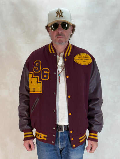 X Large. Vintage 90s Football Varsity wool and leather jacket Made in USA-AJ357 Studio