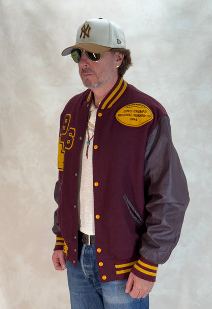 X Large. Vintage 90s Football Varsity wool and leather jacket Made in USA-AJ357 Studio
