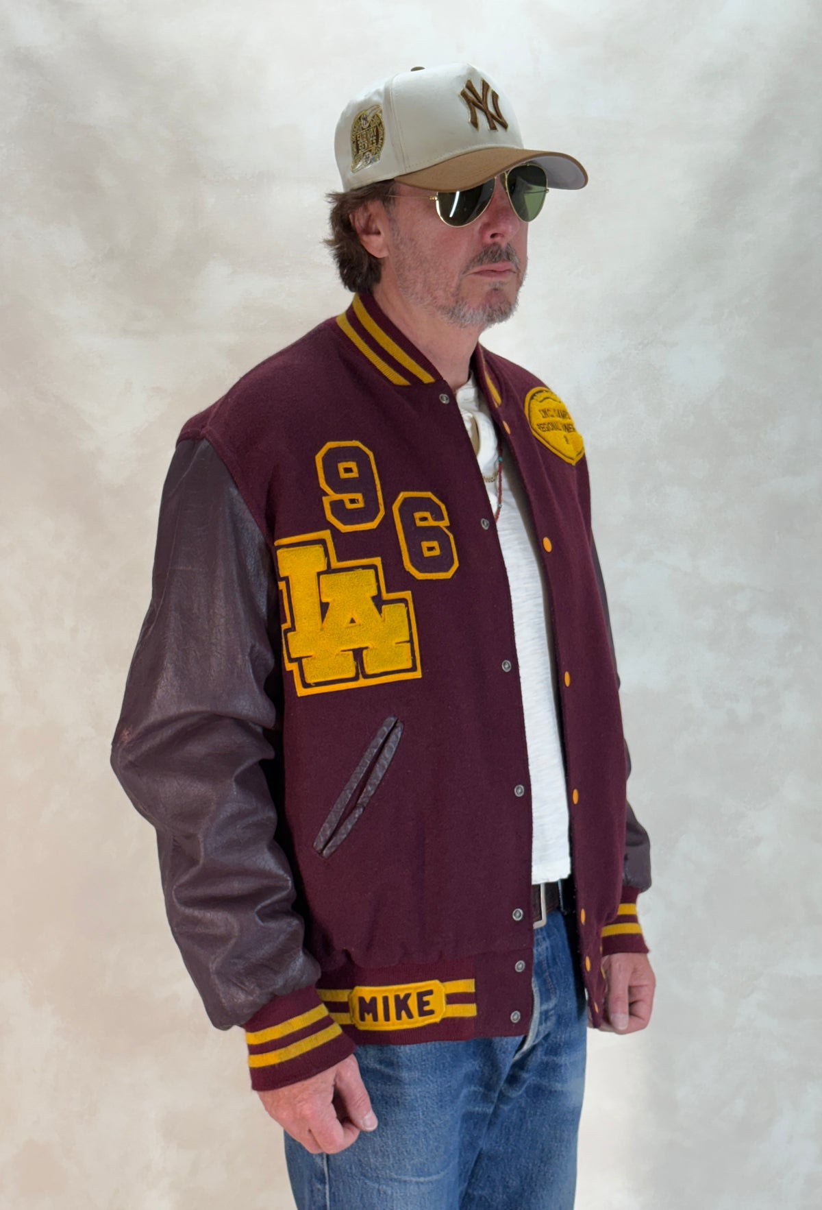 X Large. Vintage 90s Football Varsity wool and leather jacket Made in USA-AJ357 Studio