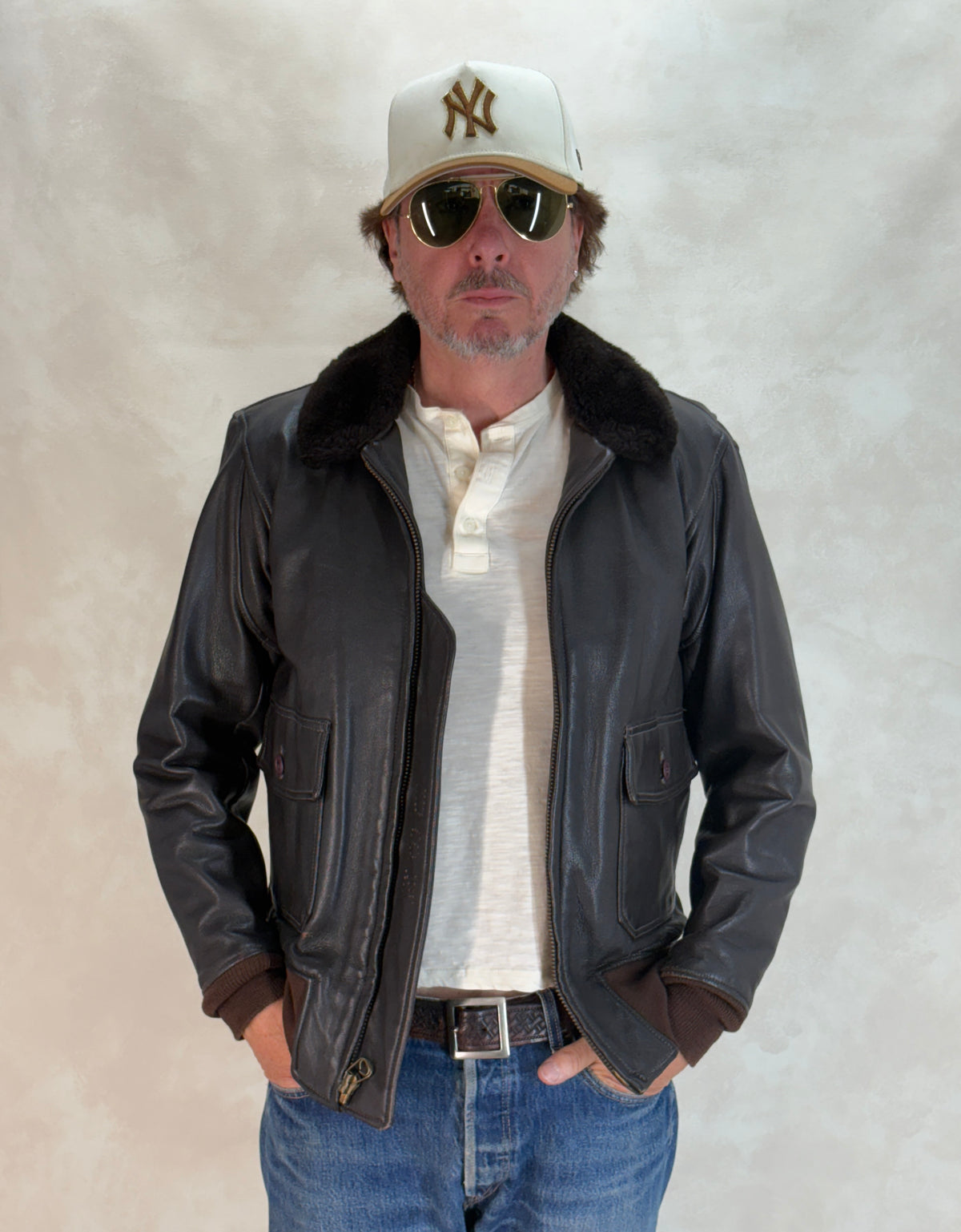 Size 38US / 48EU. 2001 Vintage Cooper G-1 Flight Jacket Made in USA - Leather Bomber-AJ357 Studio