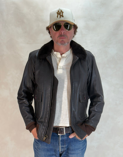 Size 38US / 48EU. 2001 Vintage Cooper G-1 Flight Jacket Made in USA - Leather Bomber-AJ357 Studio
