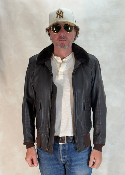 Size 38US / 48EU. 2001 Vintage Cooper G-1 Flight Jacket Made in USA - Leather Bomber-AJ357 Studio