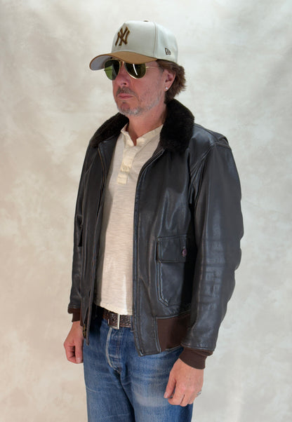 Size 38US / 48EU. 2001 Vintage Cooper G-1 Flight Jacket Made in USA - Leather Bomber-AJ357 Studio