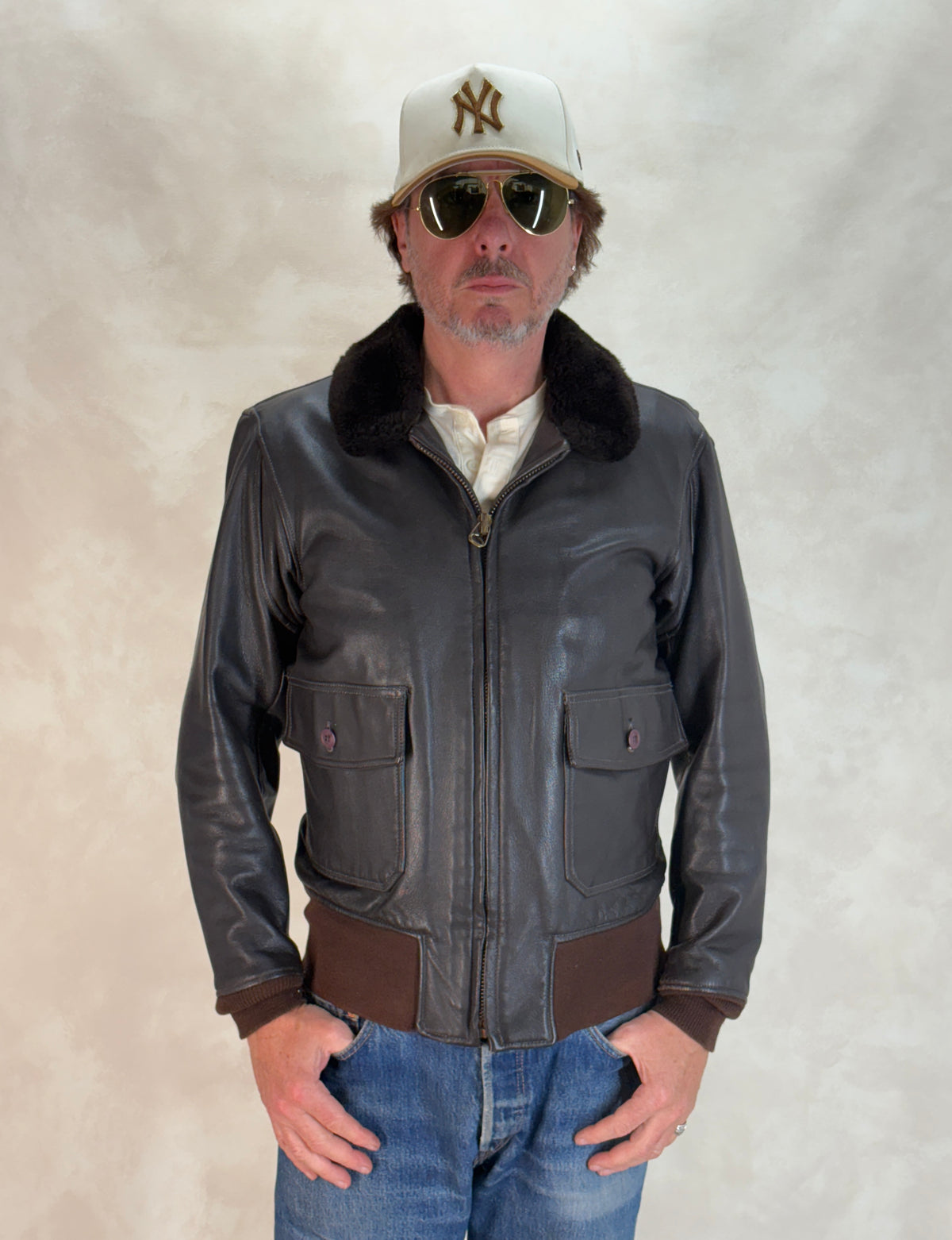 Size 38US / 48EU. 2001 Vintage Cooper G-1 Flight Jacket Made in USA - Leather Bomber-AJ357 Studio
