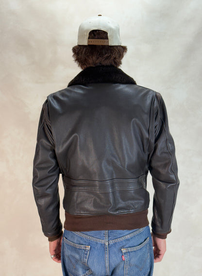 Size 38US / 48EU. 2001 Vintage Cooper G-1 Flight Jacket Made in USA - Leather Bomber-AJ357 Studio