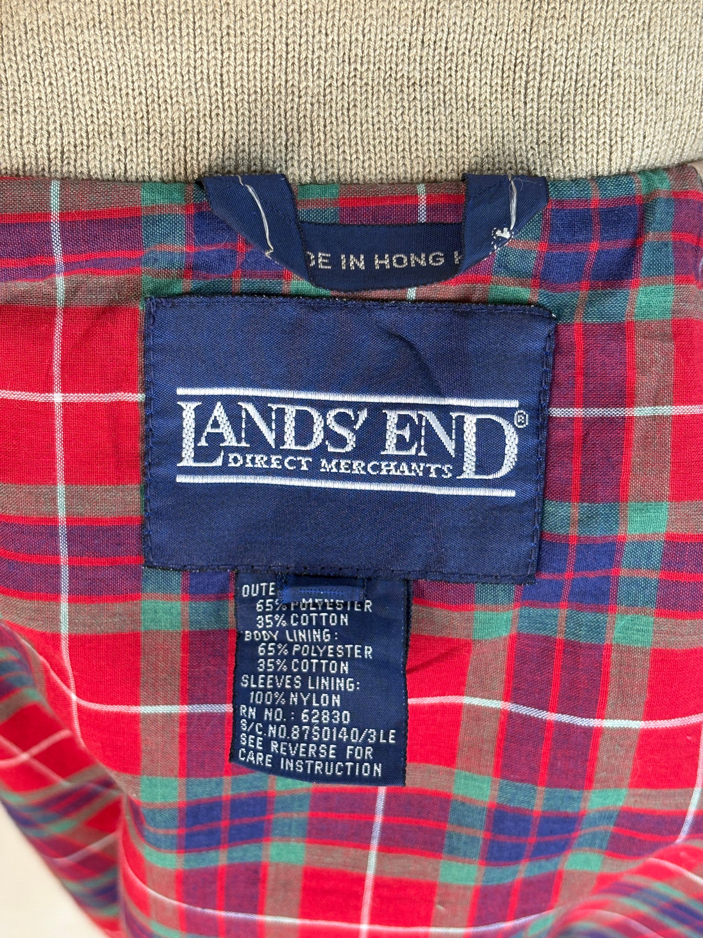 Vintage 90s Lands’ End Light Zip Jacket – Made in USA – Cotton Blend Windbreaker-AJ357 Studio