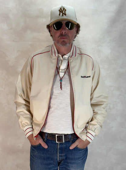 Size Large, Vintage 80s Lightweight Cotton-Blend Zip Jacket. Made in USA-AJ357 Studio