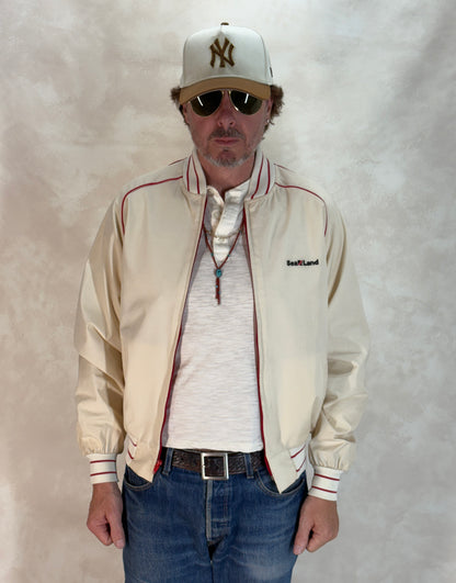 Size Large, Vintage 80s Lightweight Cotton-Blend Zip Jacket. Made in USA-AJ357 Studio
