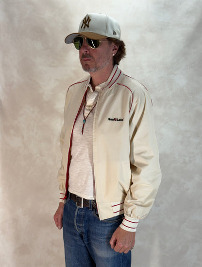 Size Large, Vintage 80s Lightweight Cotton-Blend Zip Jacket. Made in USA-AJ357 Studio