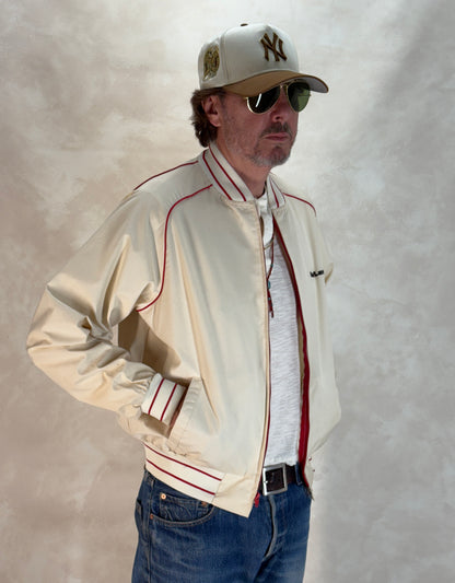 Size Large, Vintage 80s Lightweight Cotton-Blend Zip Jacket. Made in USA-AJ357 Studio