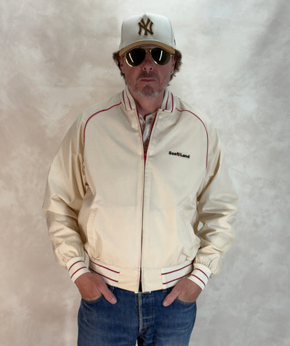 Size Large, Vintage 80s Lightweight Cotton-Blend Zip Jacket. Made in USA-AJ357 Studio