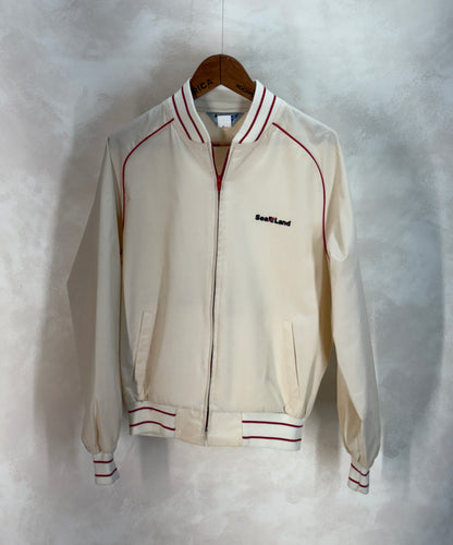 Size Large, Vintage 80s Lightweight Cotton-Blend Zip Jacket. Made in USA-AJ357 Studio