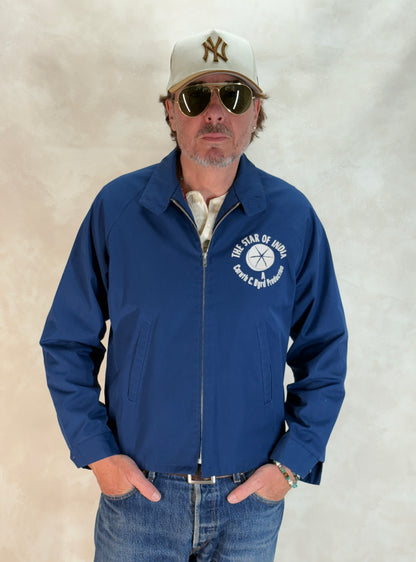 Size Med , 70s Vintage Lightweight Cotton-Blend Zip Jacket. Talon zipper-AJ357 Studio