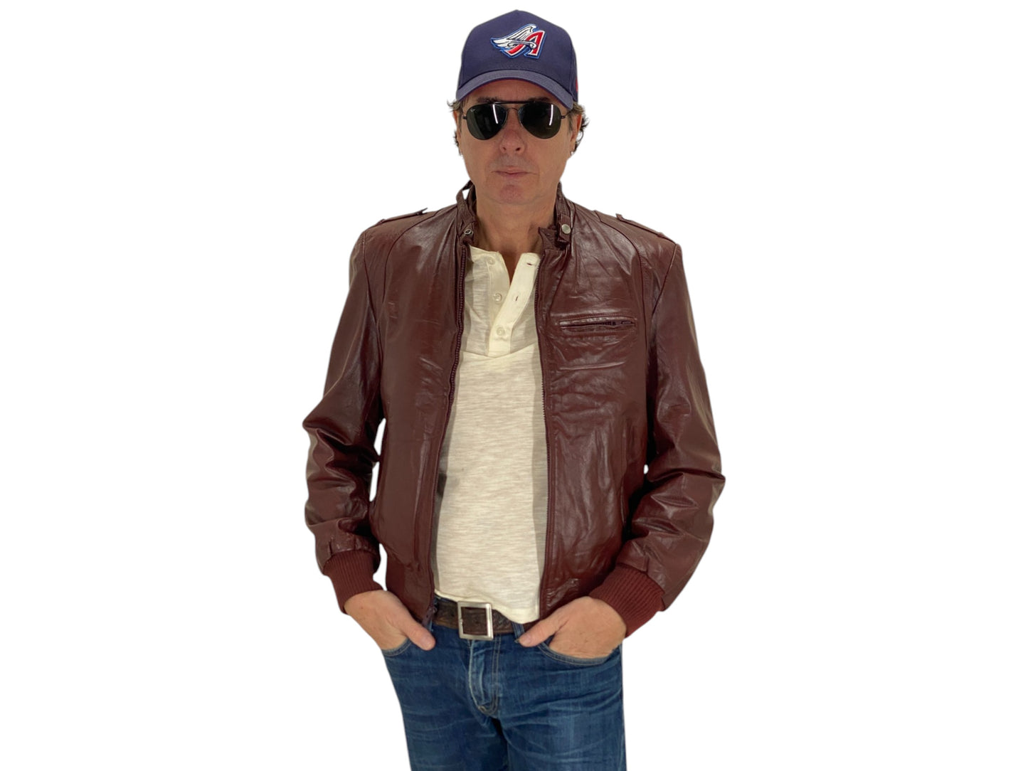 Vintage Wilson leather jacket in classic 1980s style made from genuine leather, size 42US 52EU