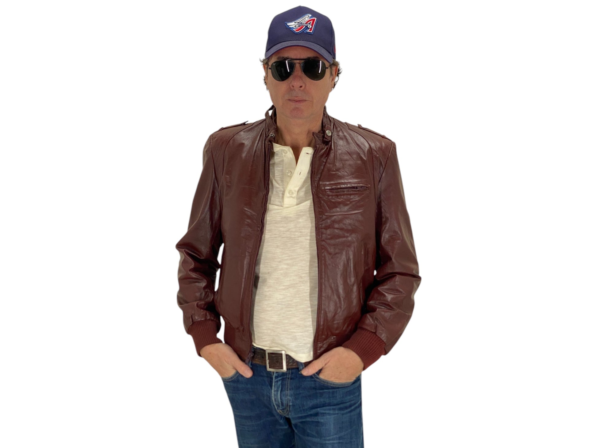 Vintage Wilson leather jacket in classic 1980s style made from genuine leather, size 42US 52EU