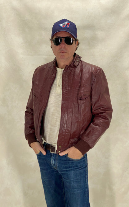 Size 42US / 52EU Vintage 80s men leather jacket made by Wilson-AJ357 Studio