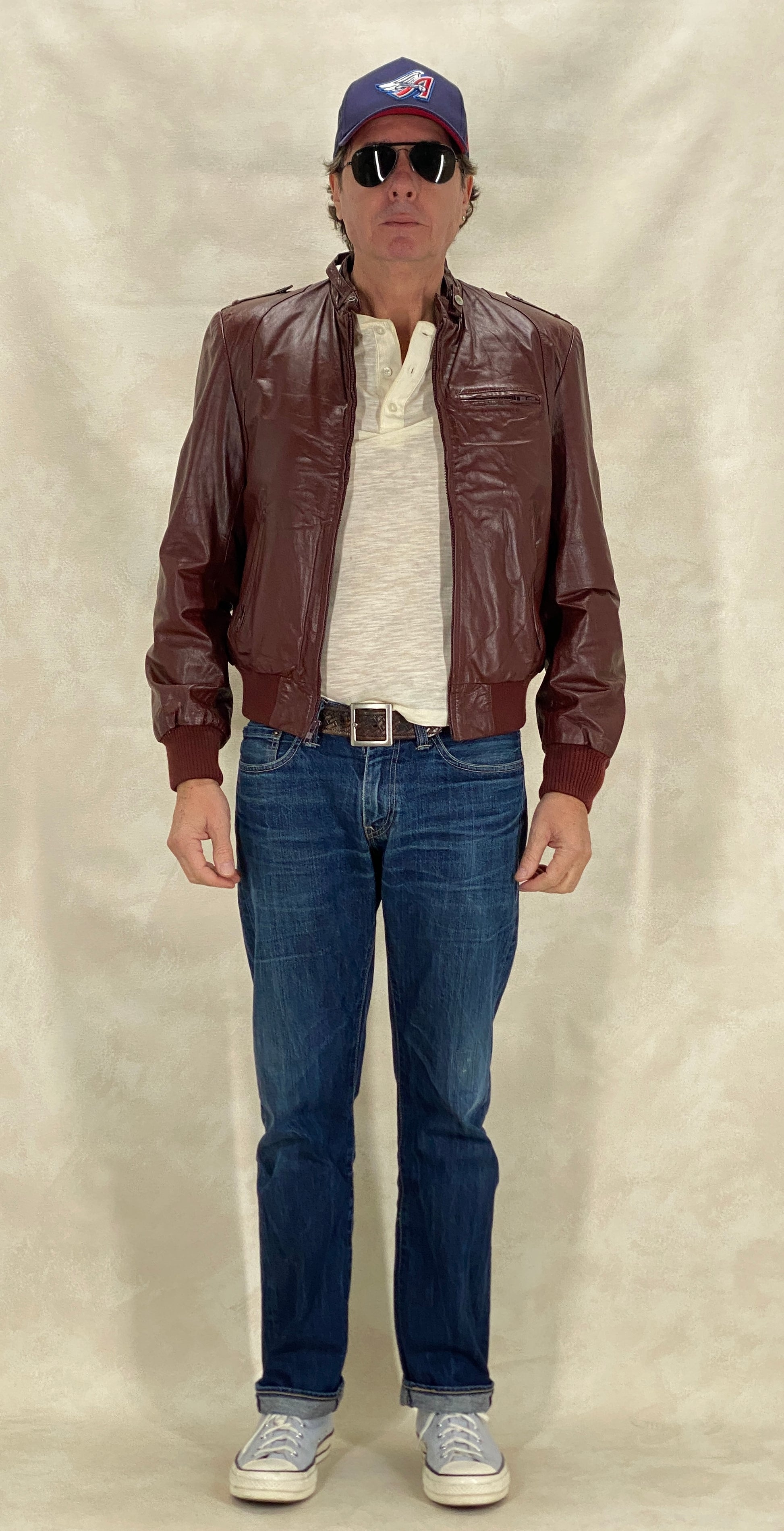 Vintage Wilson leather jacket in classic 1980s style made from genuine leather, size 42US 52EU