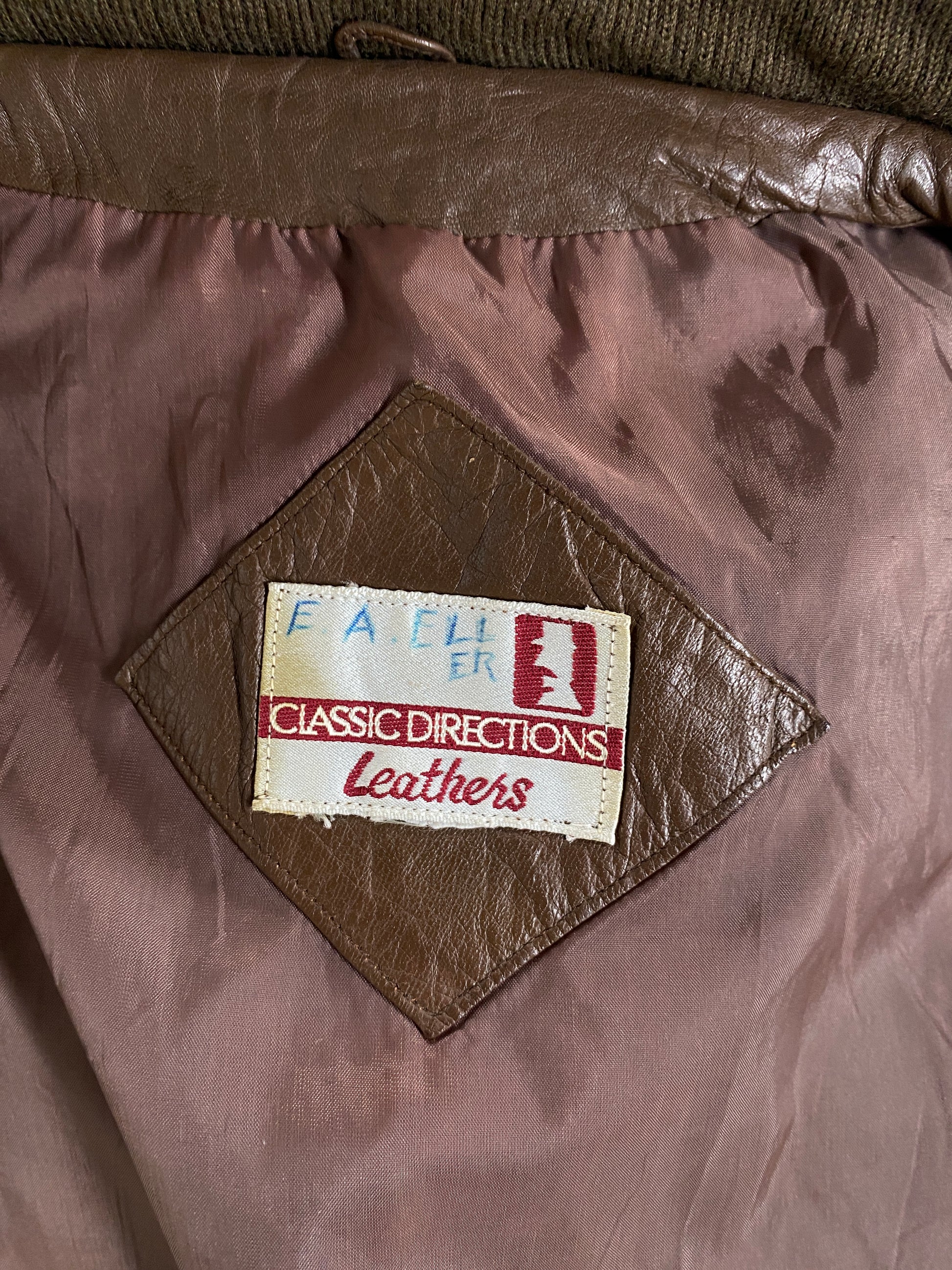Vintage 1980s leather jacket in classic retro fashion style, size 40US 50EU