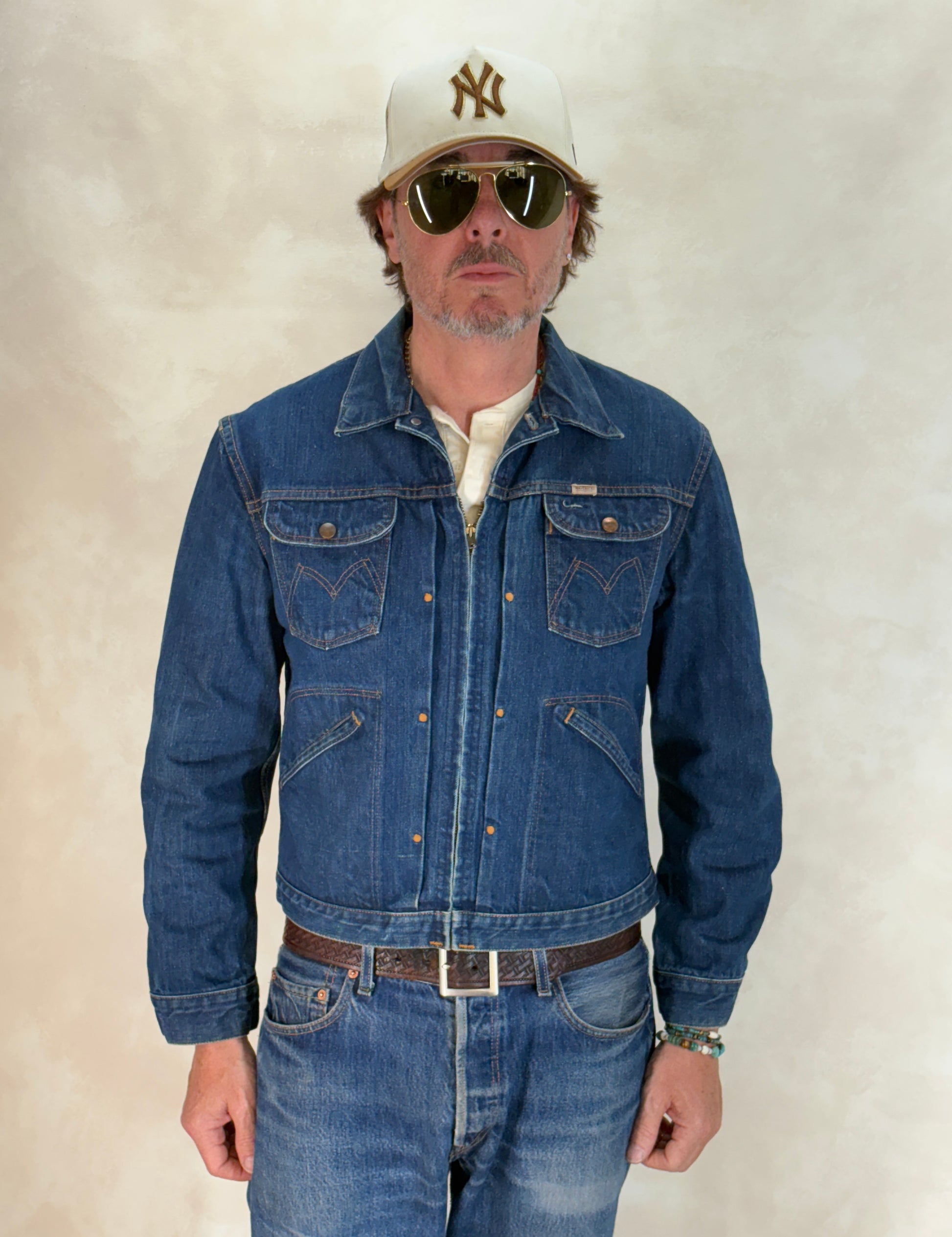Size 40US / 50EU. Authentic 24MJZ Maverick Jacket – USA-Made Raw Denim Classic - USA Vintage Bcn