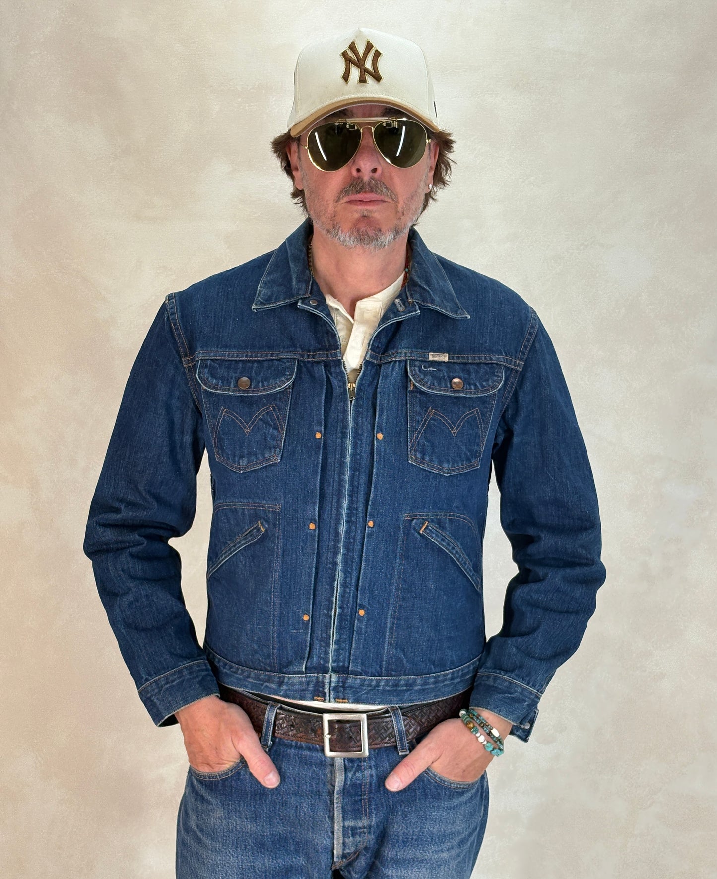 Size 40US / 50EU. Authentic 24MJZ Maverick Jacket – USA-Made Raw Denim Classic - USA Vintage Bcn