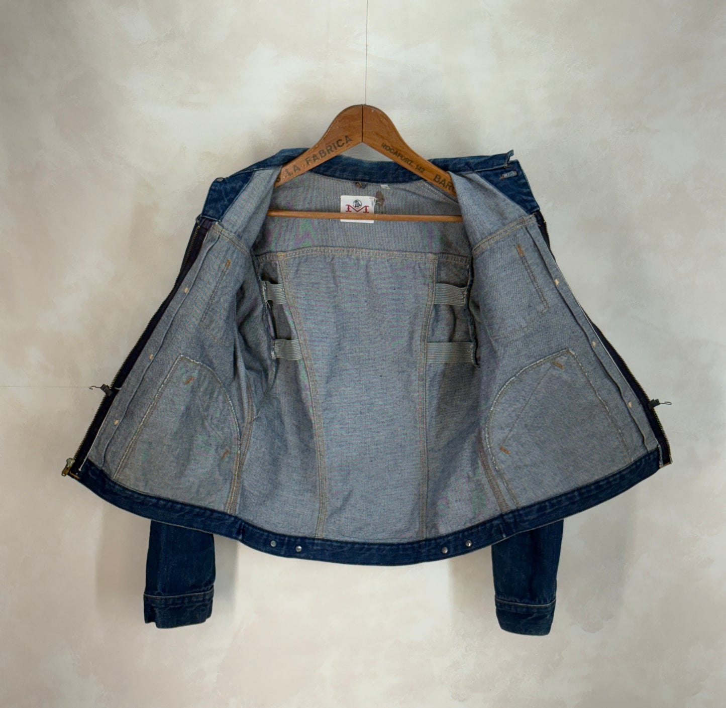 Size 40US / 50EU. Authentic 24MJZ Maverick Jacket – USA-Made Raw Denim Classic - USA Vintage Bcn