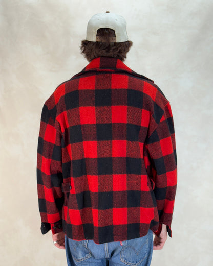 Size Large. Vintage 50s Utica N.Y. Wool Jacket – Red & Black – Zipper. Made in USA-AJ357 Studio
