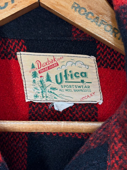 Size Large. Vintage 50s Utica N.Y. Wool Jacket – Red & Black – Zipper. Made in USA-AJ357 Studio