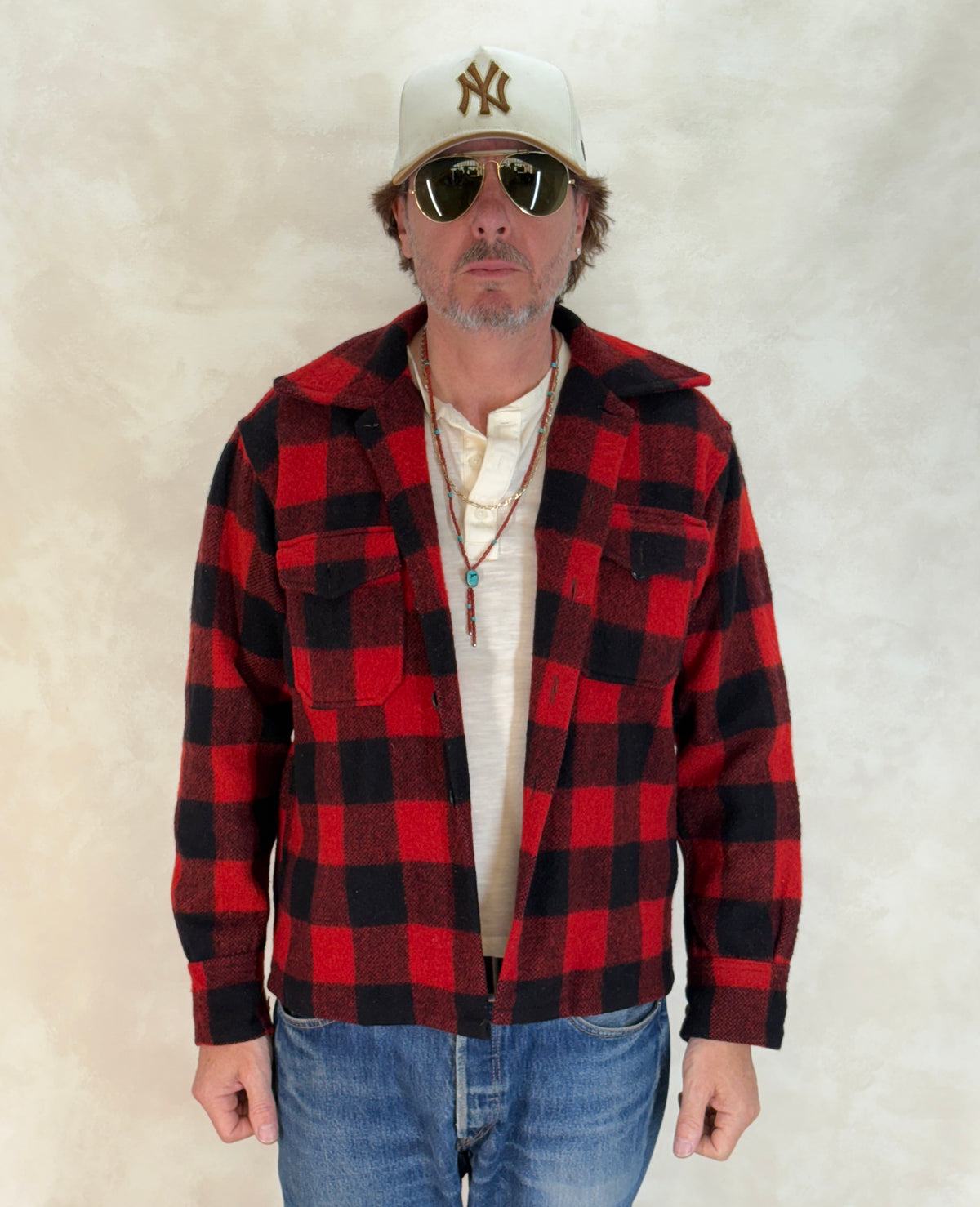 Size 40US / 50EU. Authentic 50s USA-Made Heavyweight Wool Plaid Shirt-AJ357 Studio