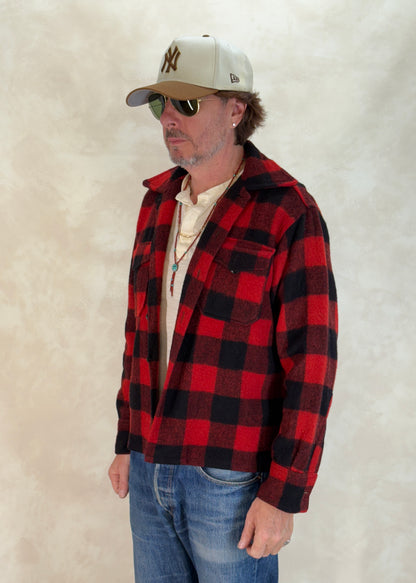 Size 40US / 50EU. Authentic 50s USA-Made Heavyweight Wool Plaid Shirt-AJ357 Studio