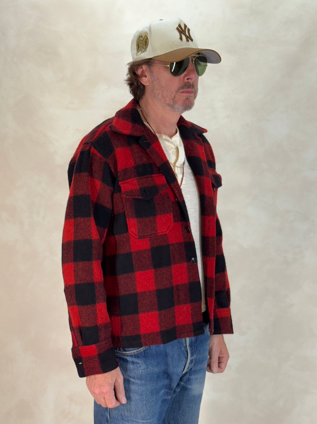 Size 40US / 50EU. Authentic 50s USA-Made Heavyweight Wool Plaid Shirt-AJ357 Studio