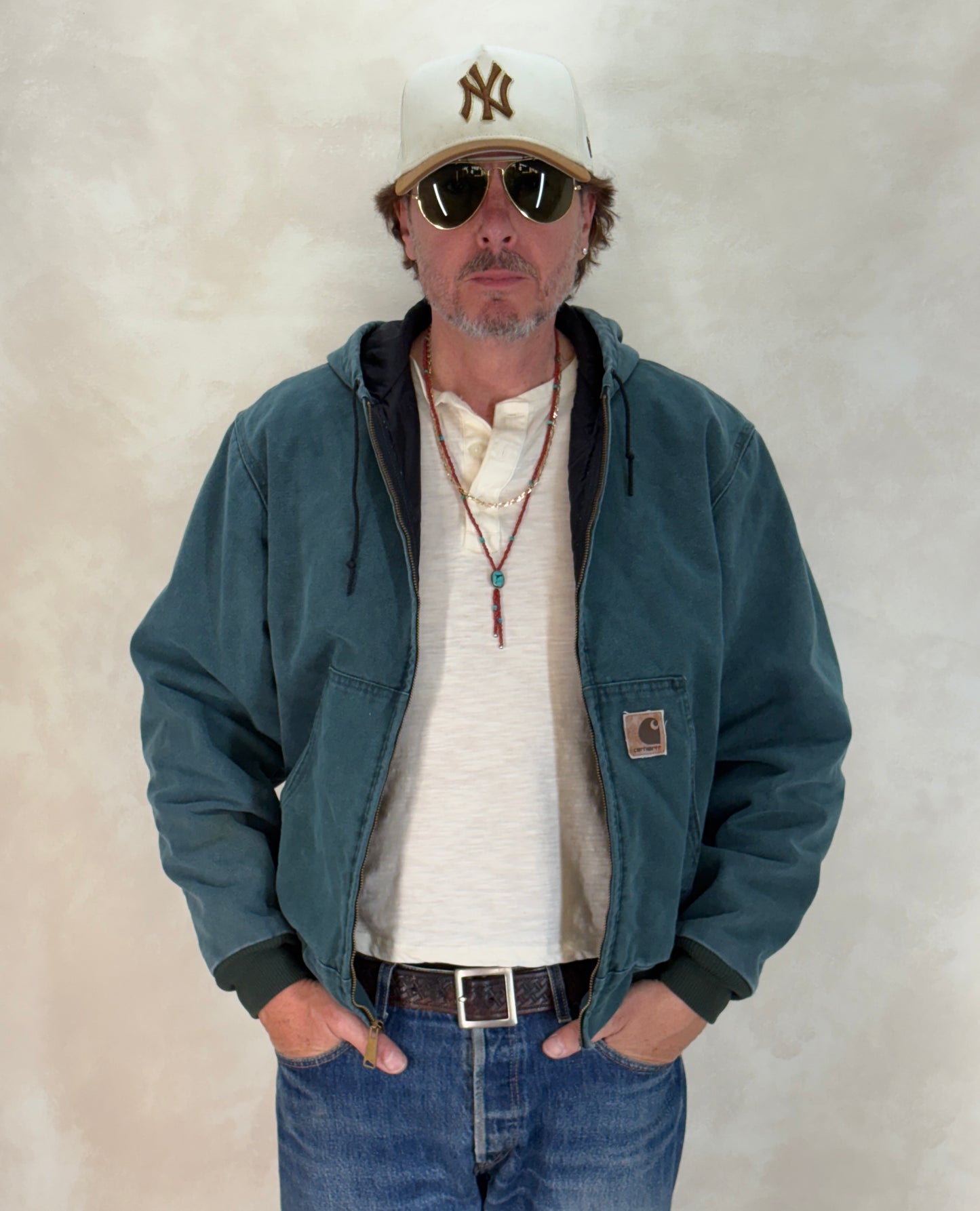 Size Med. 90s Green Vintage hooded Carhartt jacket Made in USA - USA Vintage Bcn