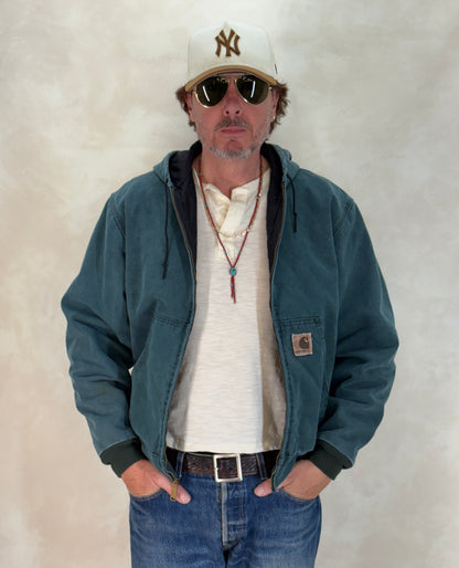 Size Med. 90s Green Vintage hooded Carhartt jacket Made in USA-AJ357 Studio