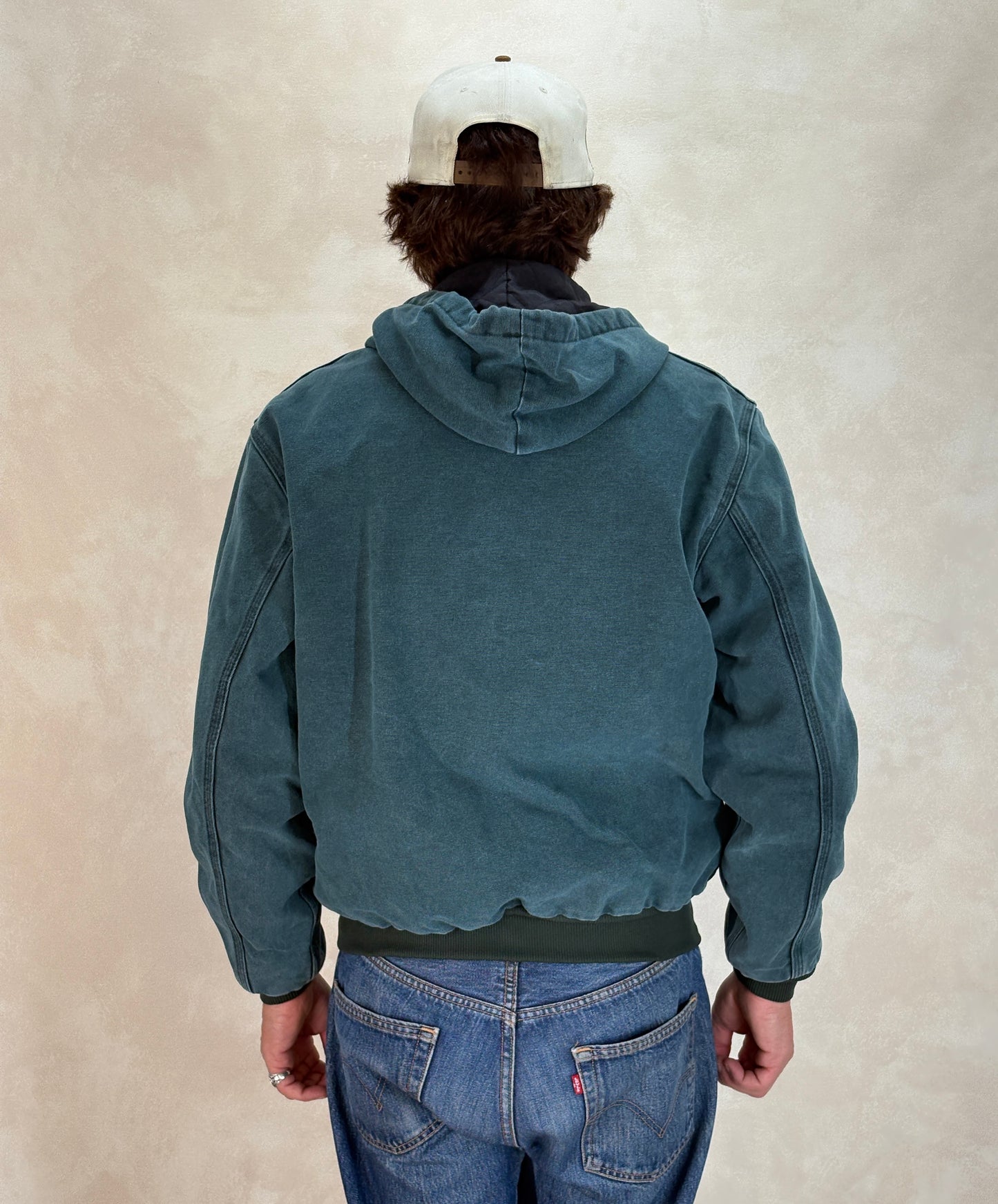 Size Med. 90s Green Vintage hooded Carhartt jacket Made in USA - USA Vintage Bcn