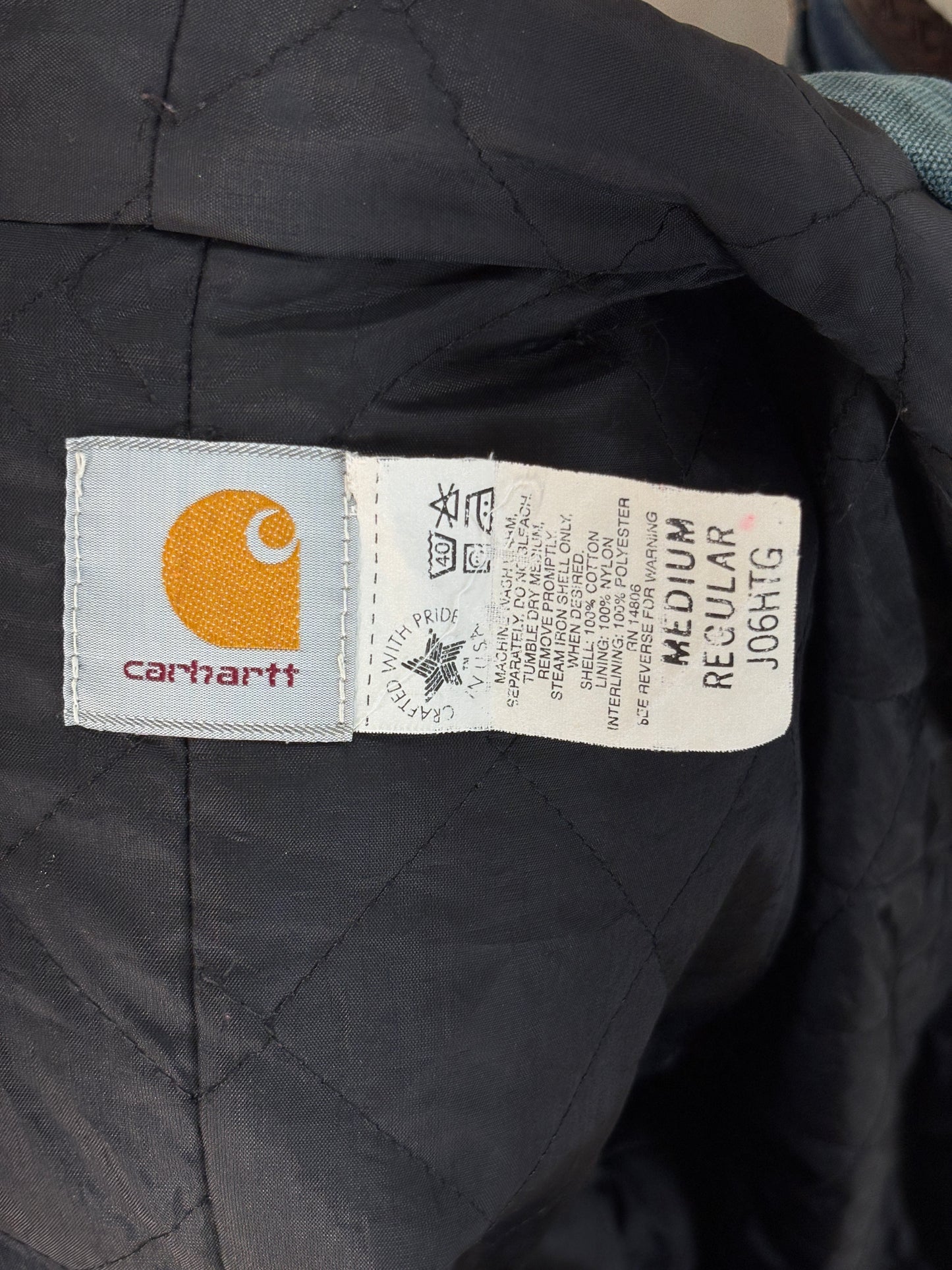 Size Med. 90s Green Vintage hooded Carhartt jacket Made in USA - USA Vintage Bcn