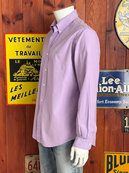 Ralph Lauren Custom Fit Shirt Large Purple Cotton Button Up Pony Logo