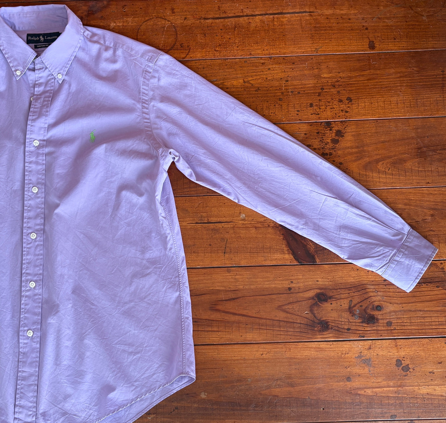 Ralph Lauren Custom Fit Shirt Large Purple Cotton Button Up Pony Logo