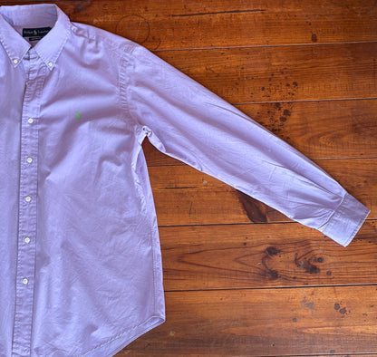 Ralph Lauren Custom Fit Shirt Large Purple Cotton Button Up Pony Logo