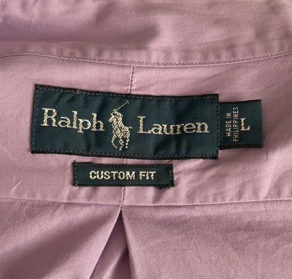 Ralph Lauren Custom Fit Shirt Large Purple Cotton Button Up Pony Logo