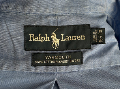Ralph Lauren Yarmouth Shirt Large Blue Pinpoint Oxford Cotton Button Down
